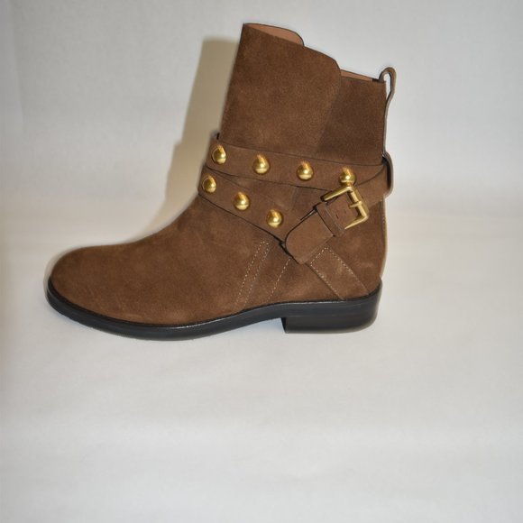 See by Chloe Neo Janis Flat Ankle Boots Brown Size 37 EU 7 US - Picture 6 of 11